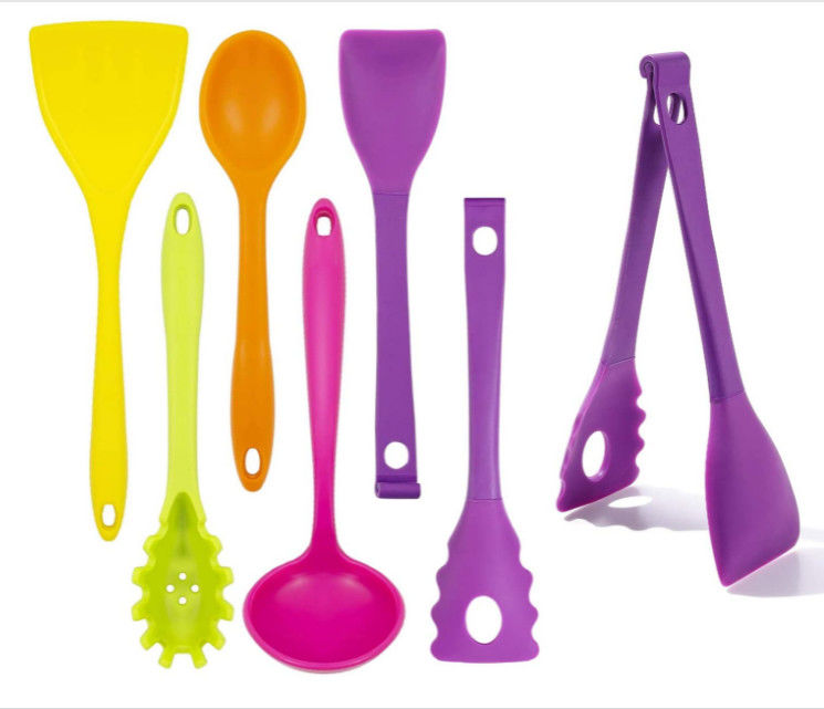 Non Toxic Silicone Kitchen Utensil Sets Crackless Antirust Multiusage